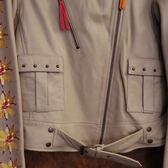 Lambskin Leather Jacket w/ Embroidery Small - Picture 6 of 14